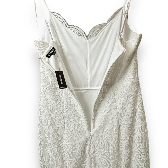 NWT Express White Scalloped Lace Formal Bachelorette Wedding Midi Dress - Medium - Picture 9 of 12